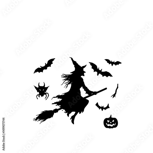 othic Witch Coven - Ultra-Detailed Silhouettes for Horror Branding