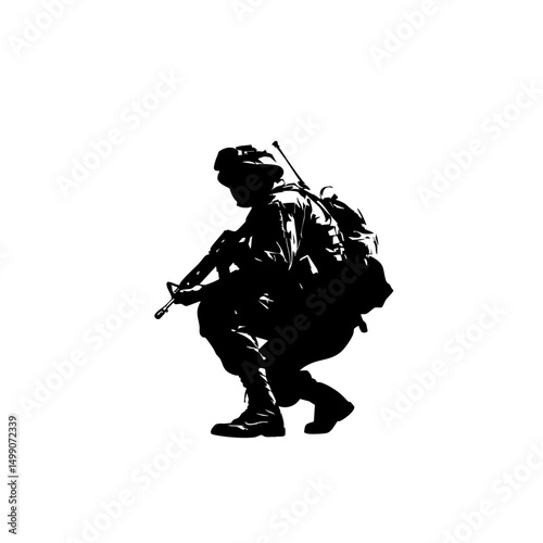 Tactical Soldier Silhouette - 8K Vector Rifleman Icon