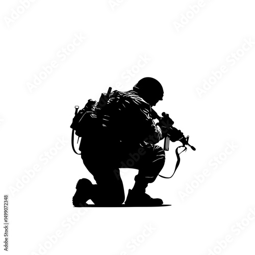 Tactical Soldier Silhouette - 8K Vector Rifleman Icon