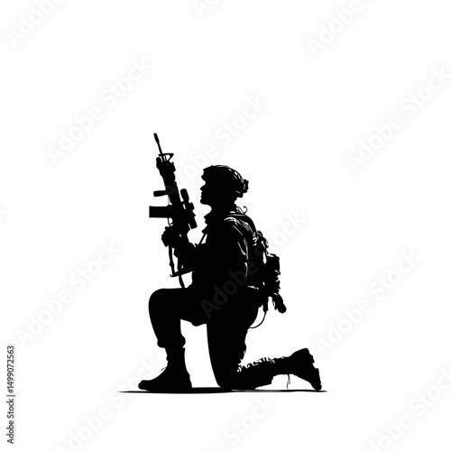 Tactical Soldier Silhouette - 8K Vector Rifleman Icon