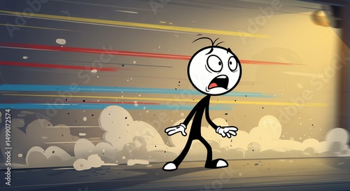 Stick Figure Running Scared Cartoon Animation