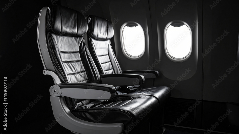 Fototapeta premium Isolated Firefly Airline Seat on Transparent Background – Economy Cabin Interior Detail