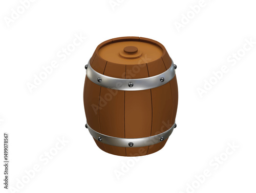 wooden barrel icon 3d illustration render 