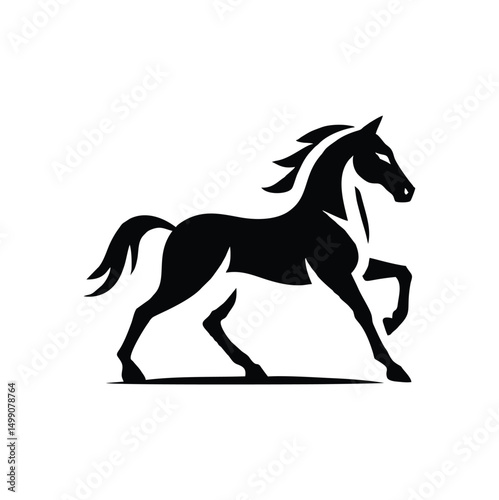 Elegant and powerful horse logo design featuring a galloping or rearing horse silhouette. Perfect for equestrian brands, sports teams, ranches, automotive logos, and luxury product branding. A strong 