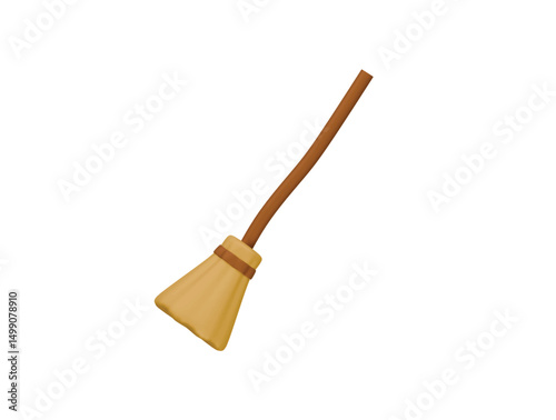 witch broom icon 3d illustration render