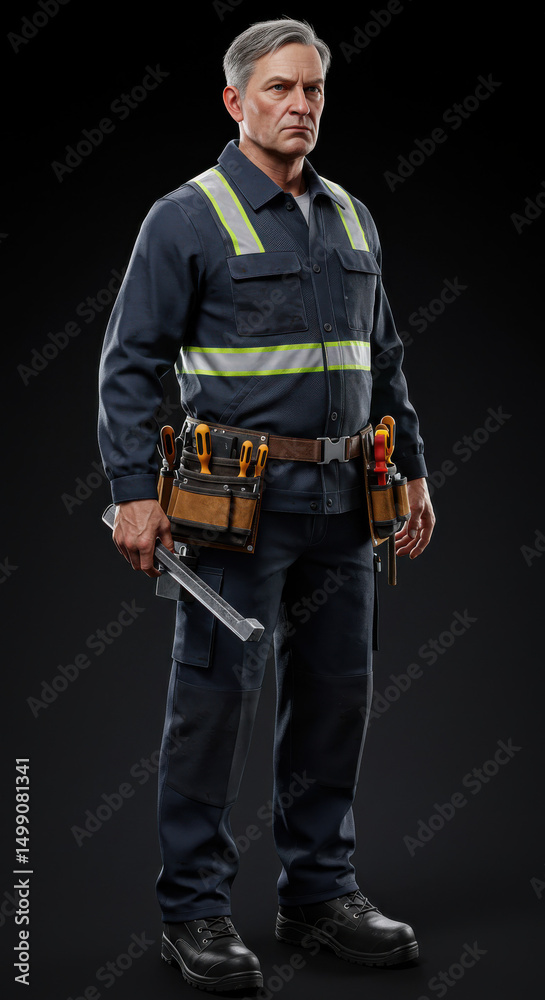Tradesman in dark blue uniform Tradesman in dark blue uniform