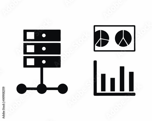 server chart icon vector silhouette illustration isolated on white background