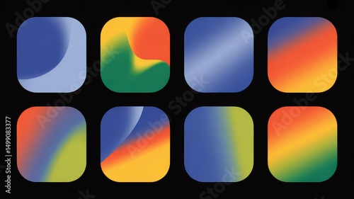 Bold Gradient Icon Set Featuring Vivid Color Blocks.
