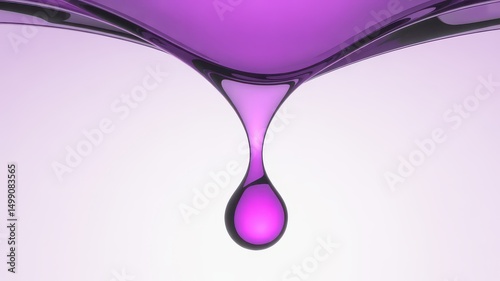Abstract Purple Liquid Droplet Suspended in Midair Minimal Scene.
