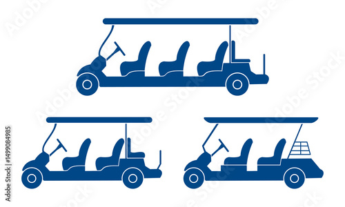 Set of double seat golf car vector