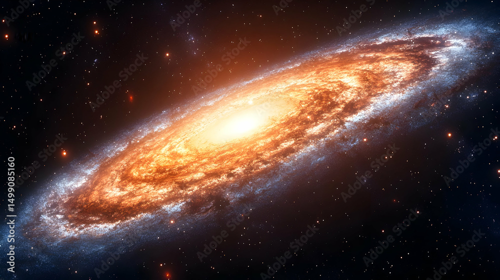 Fototapeta premium Spiral Galaxy in Deep Space Orange and Blue Hues