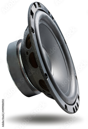 Speaker isolated on white background, Car Speaker on white background with work path, High resolution focus stacking photography.