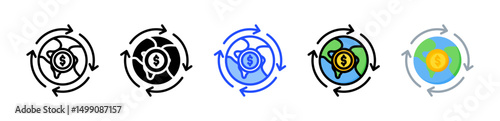Economy Resumption Icon Collection With Multiple Styles