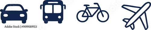 car, bus, bicycle, aeroplane, transport icon set