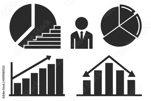 business statistics vector silhouette illustration isolated on white background