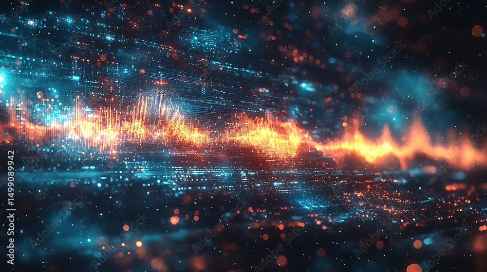 Abstract digital wave data visualization. Dynamic, vibrant teal and orange hues create a futuristic, technological feel. Ideal for tech, AI, data science, and network concepts. Abstract digital wave data visualization. Dynamic, vibrant teal and orange hues create a futuristic, technological feel. Ideal for tech, AI, data science, and network concepts.