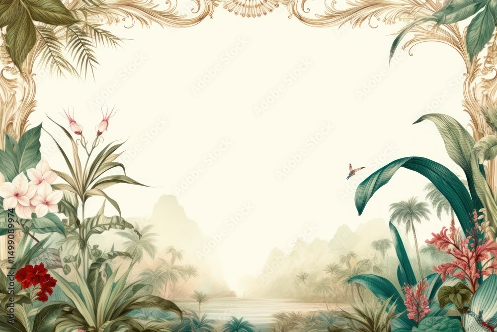 custom made wallpaper toronto digitalToile with tropical plant border outdoors pattern nature.