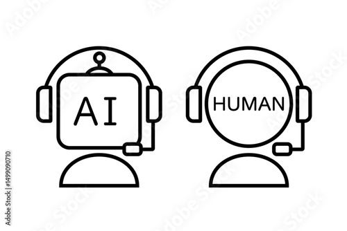 AIと人間のオペレーターのアイコンセット