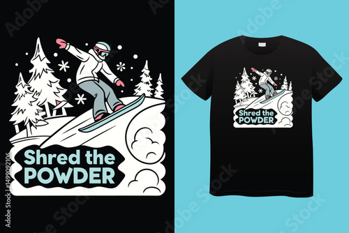 Fast Action Snowboard Rider – Snow Adventure Cartoon Vector, Mountain Snowboarding Scene – Winter Athlete Illustration for Print, Snowboarding Hero on Slopes – Outdoor Sports Vector T-shirt Design.