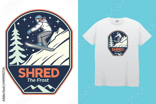 Fast Action Snowboard Rider – Snow Adventure Cartoon Vector, Mountain Snowboarding Scene – Winter Athlete Illustration for Print, Snowboarding Hero on Slopes – Outdoor Sports Vector T-shirt Design.