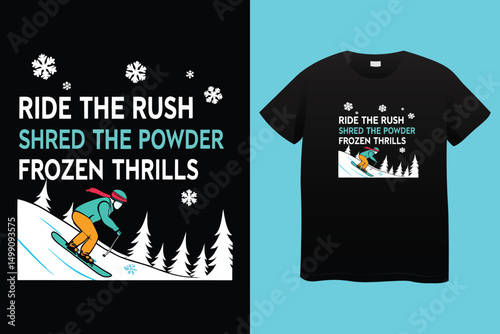 Fast Action Snowboard Rider – Snow Adventure Cartoon Vector, Mountain Snowboarding Scene – Winter Athlete Illustration for Print, Snowboarding Hero on Slopes – Outdoor Sports Vector T-shirt Design.