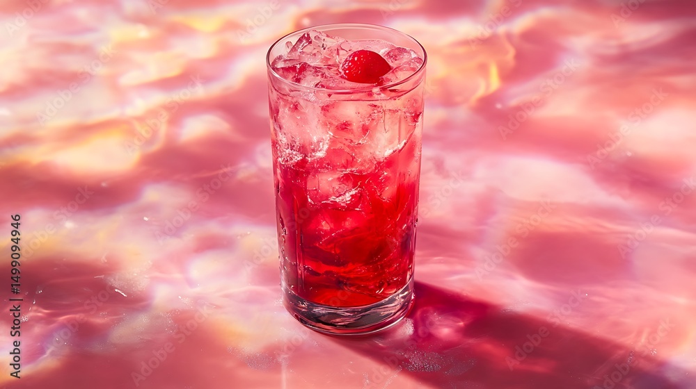 Refreshing ruby cocktail drink on a pink surface. Refreshing ruby cocktail drink on a pink surface.