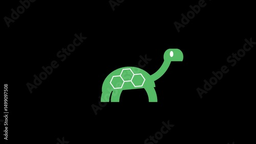 tortoise walk slowly icon style  animation on transparent bakground