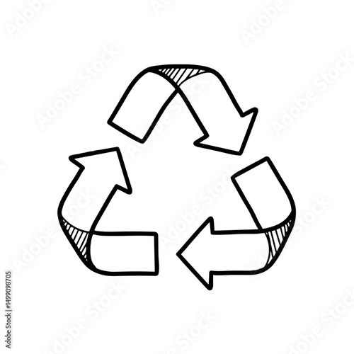 Recycling Icon in Hand-drawn Style for Sustainability and Eco-friendliness Concept
