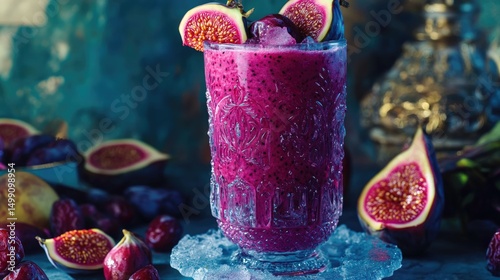Refreshing Purple Fig Smoothie in Ornate Glass