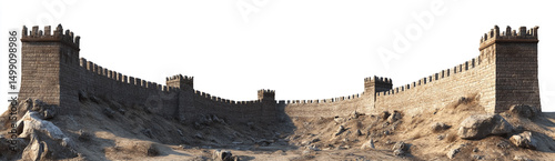 3D model of the Great Wall of China with bright white backdrop