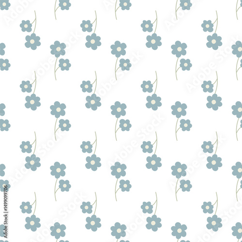 Floral background. Vector pattern in minimalist style with herbal elements. 