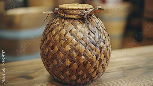 Artisanal Woven Container: A Glimpse into Traditional Craftsmanship and Storage