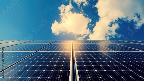 Solar Panel Energy: Blue Sky, Clouds, and Sun