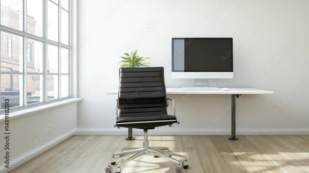 Modern minimalist workspace with a computer