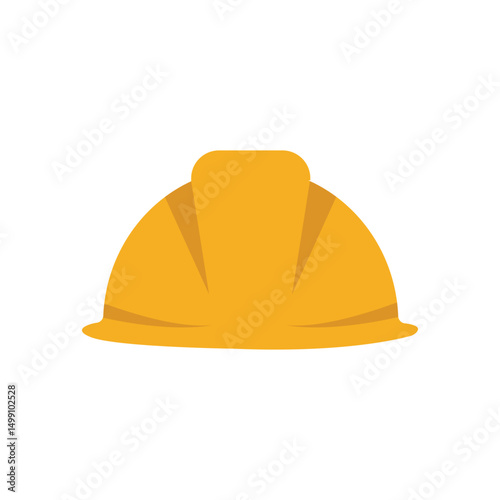 Flat vector illustration of a yellow construction hard hat isolated on a white background. Represents safety, protection, and industrial workwear. Perfect for construction and safety-related content.