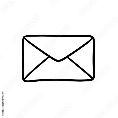 Envelope Icon in Hand-drawn Style for Communication and Messaging Concept