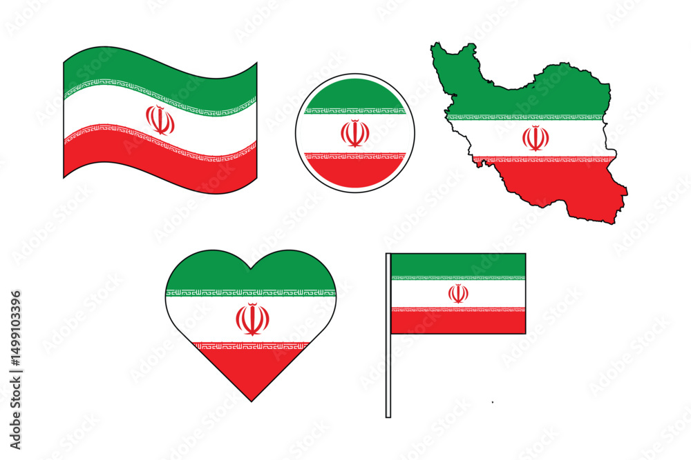 set of badges with flag of Iran vector illustration