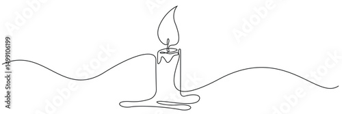 one continuous line candle.vector illustration one single line candle flame sign party,celebration,event,birthday and others.line art.eps 10