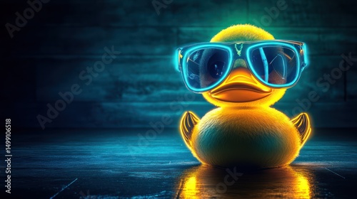 Neon Duck Sunglasses Nightclub Poster