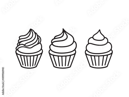 Elegant cupcake frosting sketch for food artwork