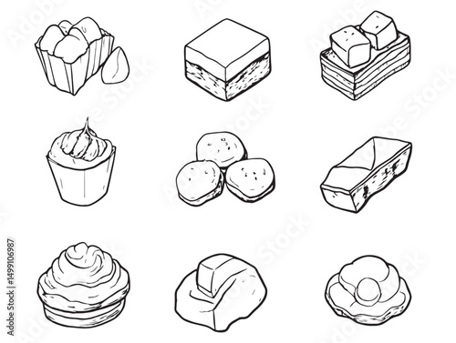 Simple dessert frosting outline drawing for bakery design
