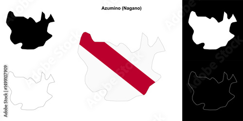 Azumino (Nagano) outline map set