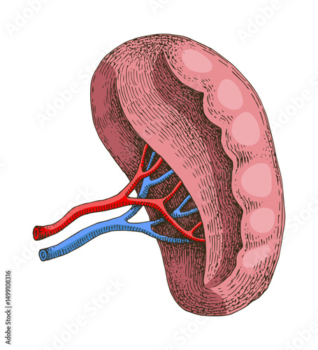Human spleen hand drawn vector illustration