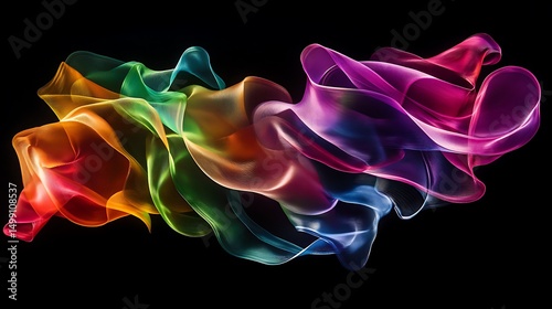 Abstract flowing ribbons in rainbow colors creating dynamic motion