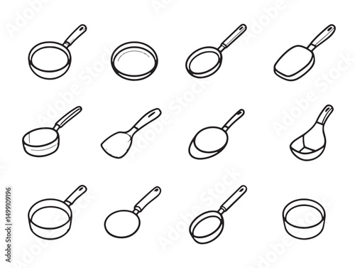 Minimalist Frying Pan Line Art for Cooking Projects