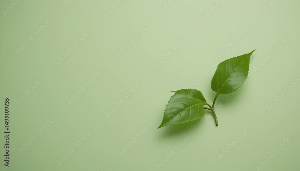 Fototapeta premium green leaves on a wooden background