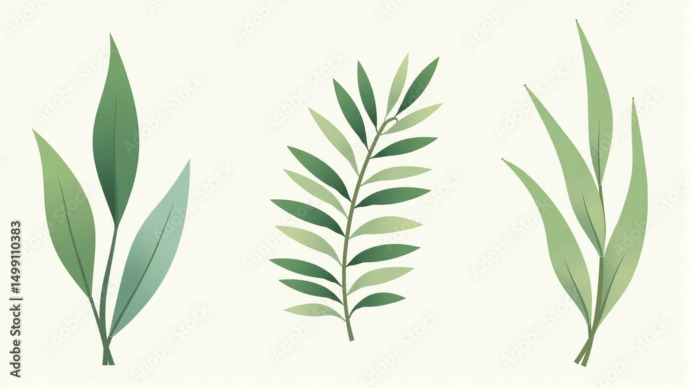 Fototapeta premium green leaves on white background