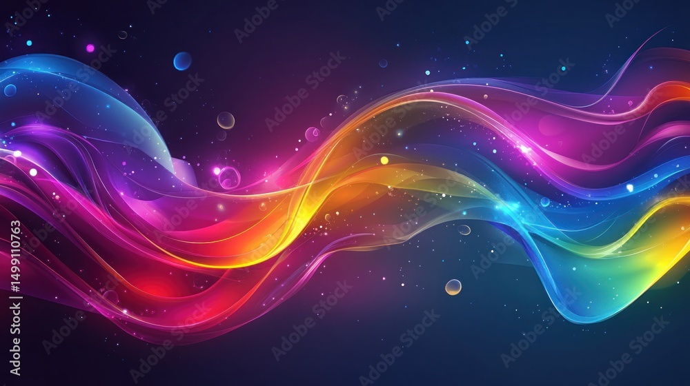 Obraz premium Vibrant Rainbow Waves Abstract Art