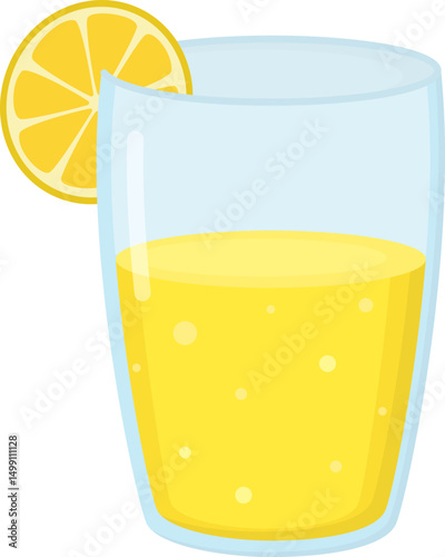 Glass of lemonade citrus slice isolated on a white background. Illustration of summer refreshing drink