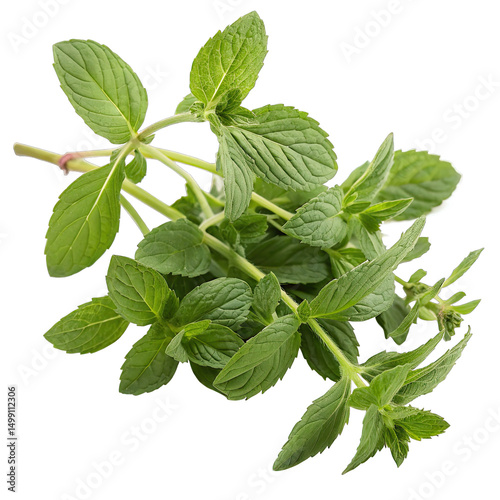 Bacopa monnieri an Ayurvedic herb is seen cut out and isolated against a stark white backdrop presented in an art scale composition